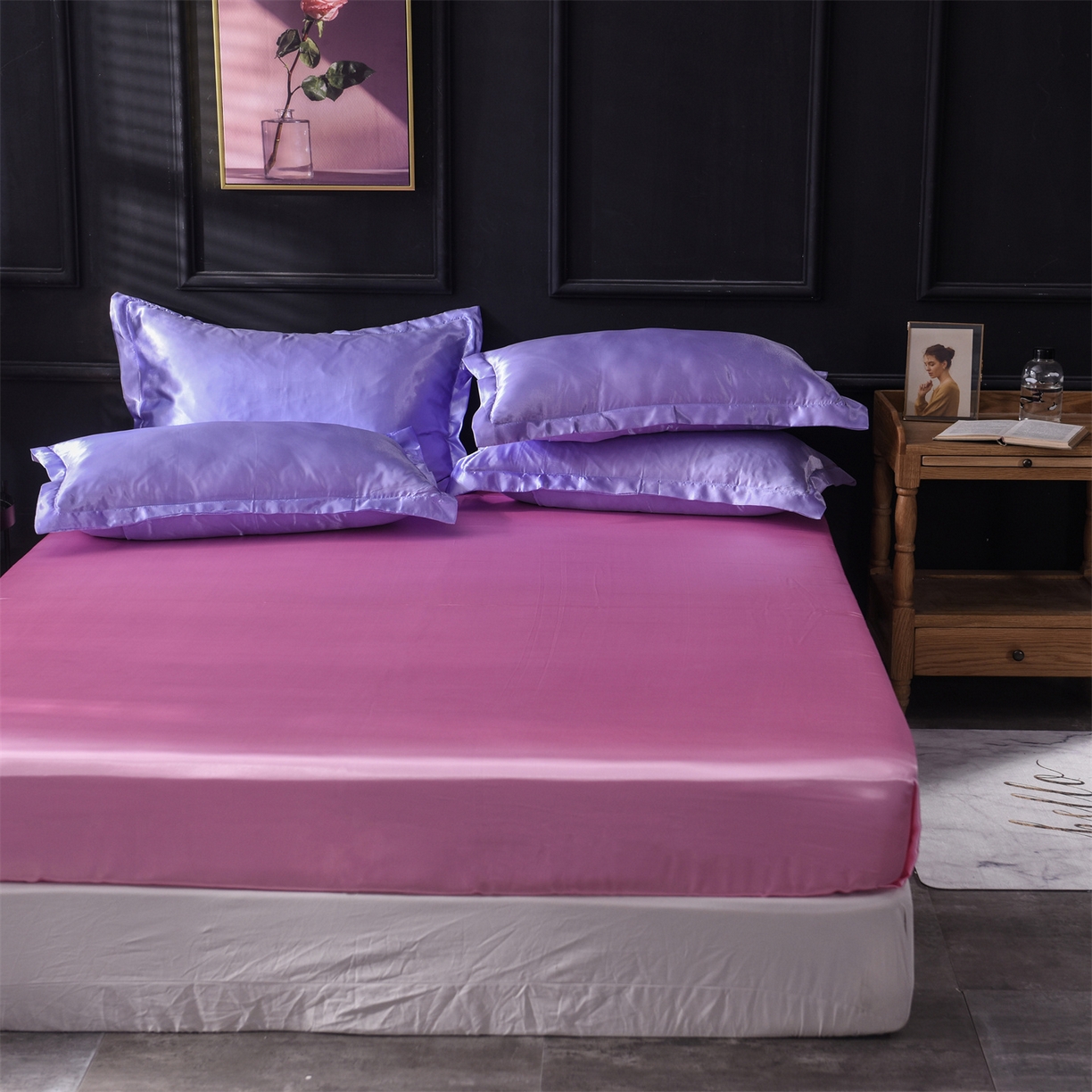 91家纺网 家纺一手货源 找家纺 经年 2026新款特价款丝绸冰丝四件套 雪青粉色