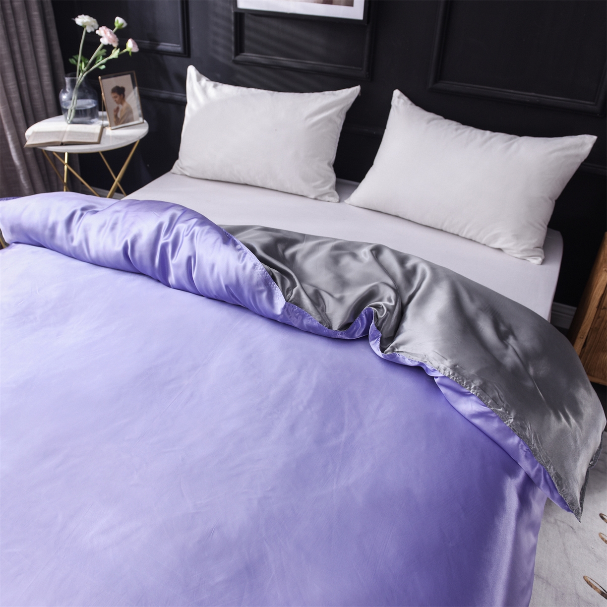 91家纺网 家纺一手货源 找家纺 经年 2026新款特价款丝绸冰丝四件套 雪青银灰