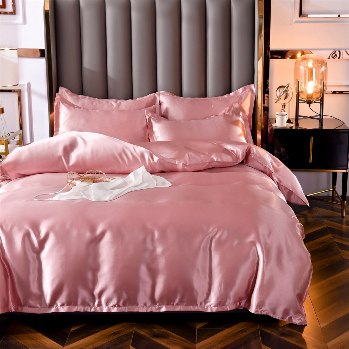 91家纺网 家纺一手货源 找家纺 经年 2026新款特价款丝绸冰丝四件套 胭脂粉