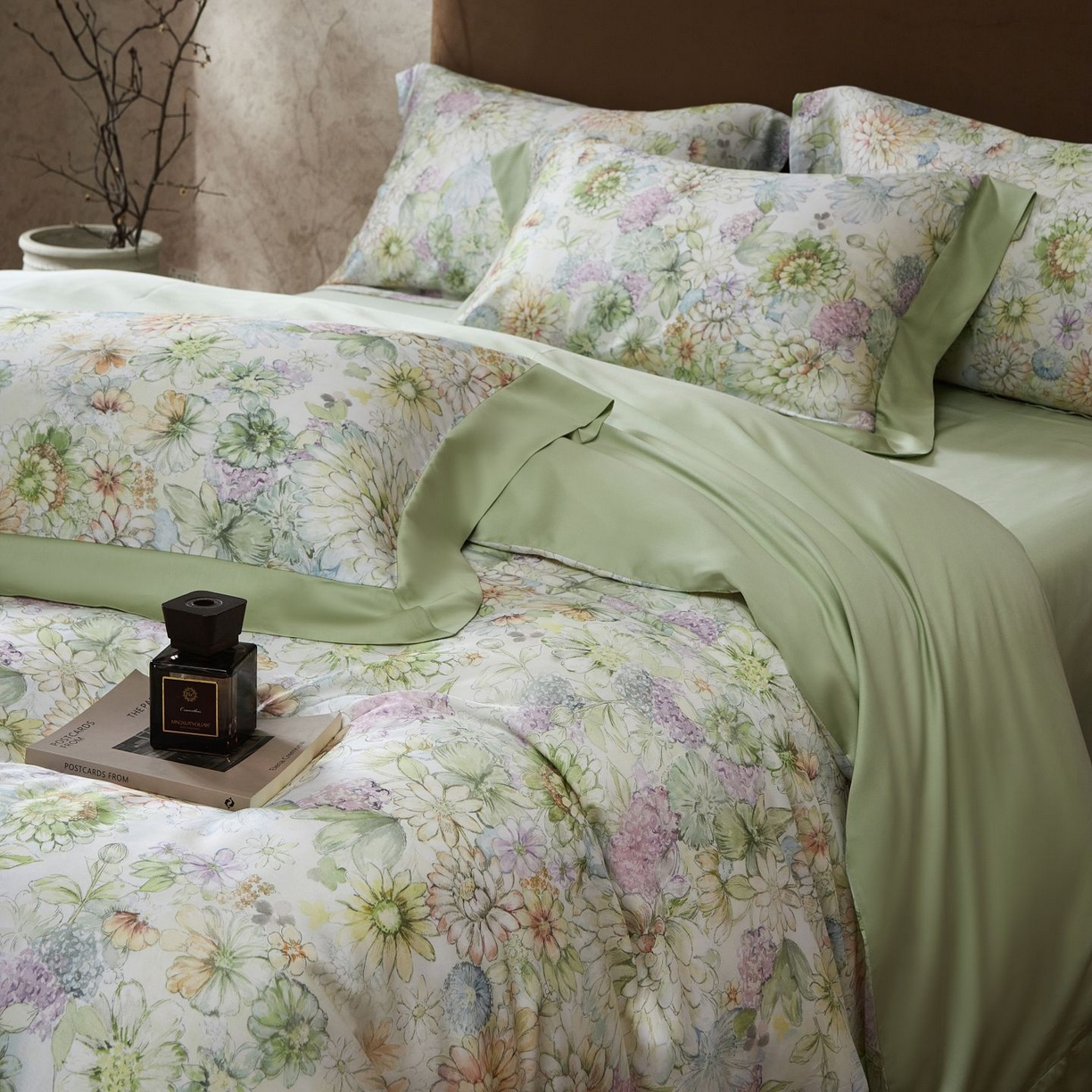 91家纺网 家纺一手货源 找家纺 南通朵美纺织品有限公司 2026新款100支天丝系列夏被四件套四件套 绿意盎然