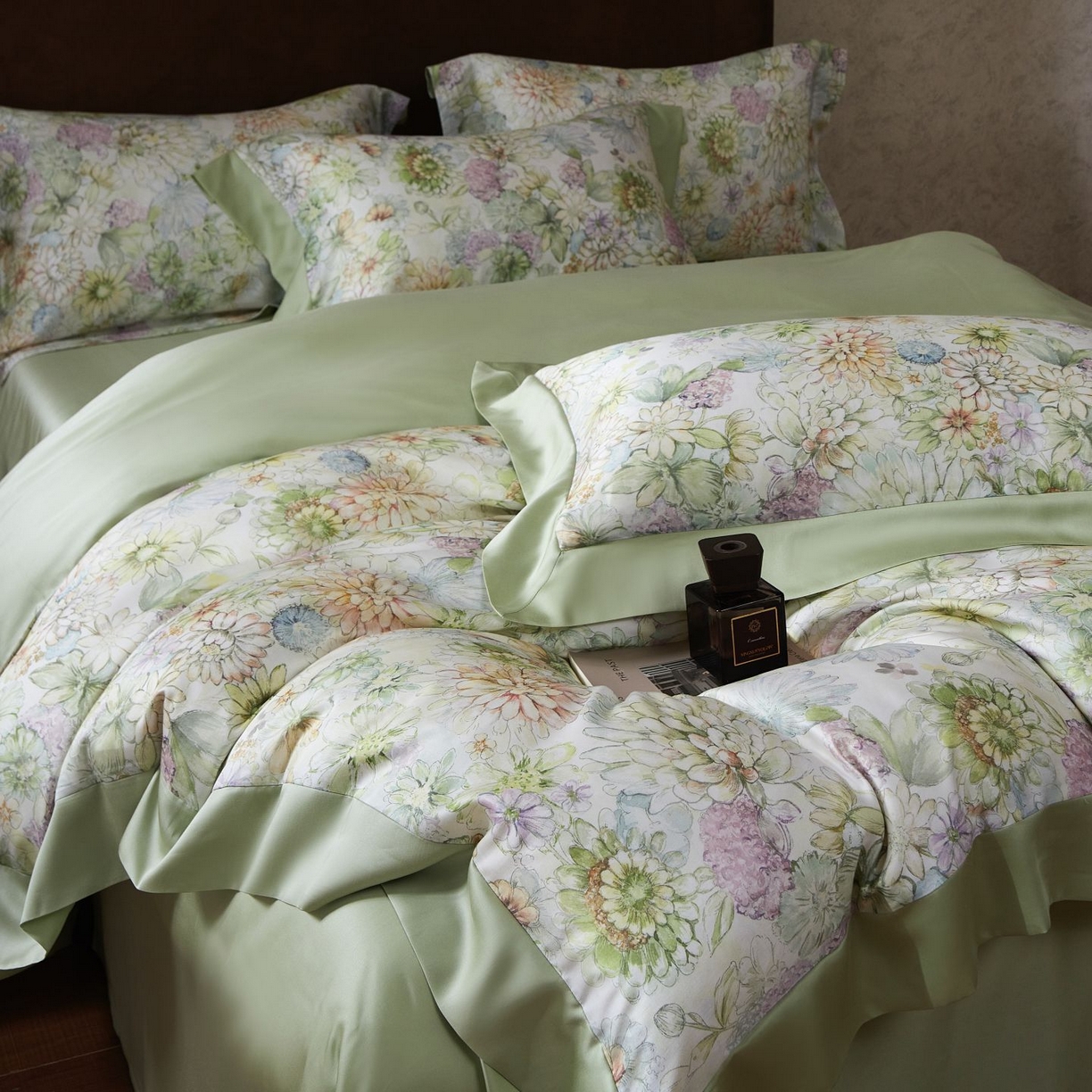 91家纺网 家纺一手货源 找家纺 南通朵美纺织品有限公司 2026新款100支天丝系列夏被四件套四件套 绿意盎然