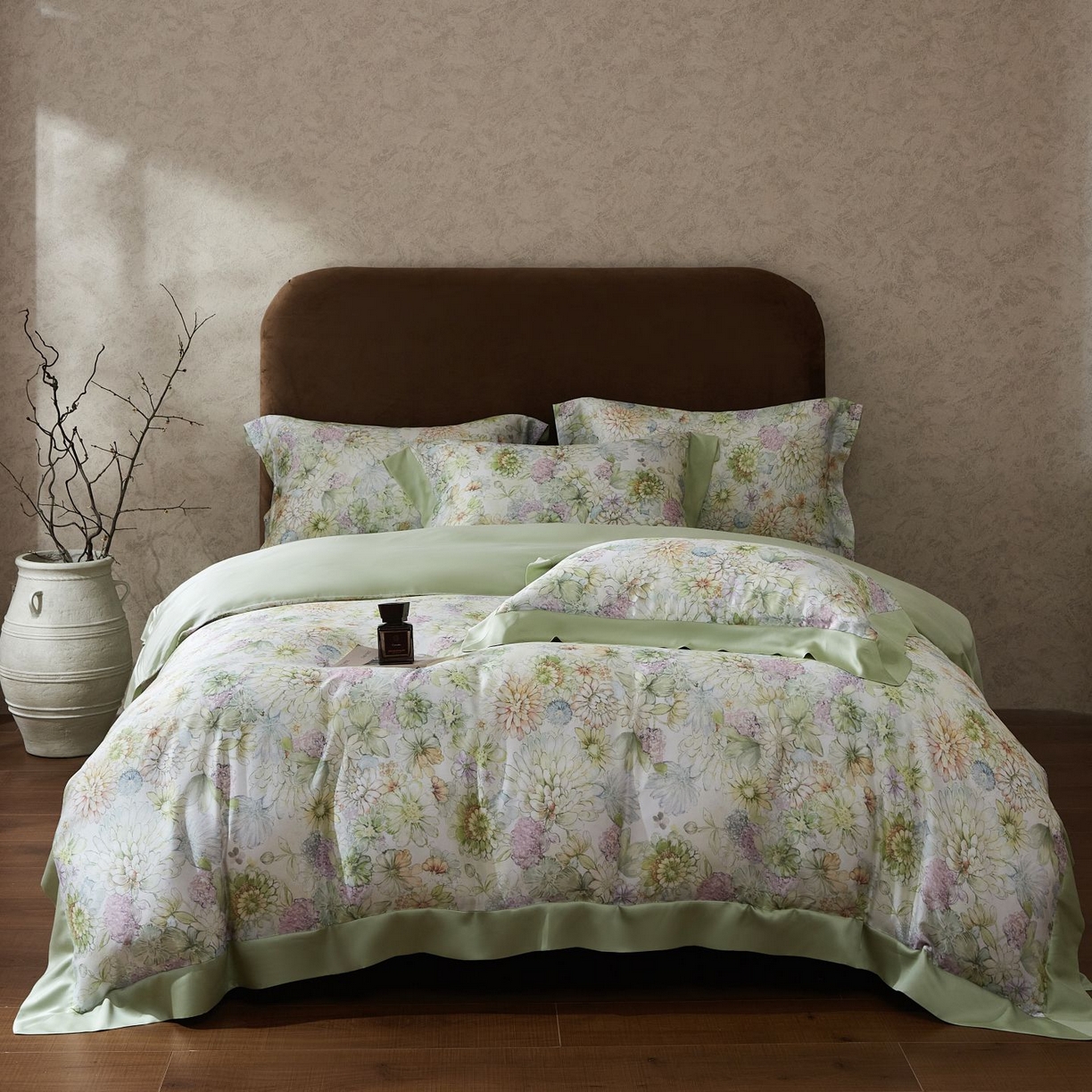 南通朵美纺织品有限公司 2026新款100支天丝系列夏被四件套四件套 绿意盎然