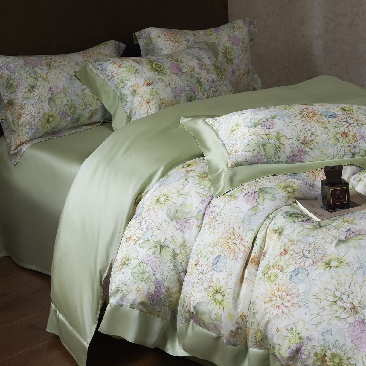 91家纺网 家纺一手货源 找家纺 南通朵美纺织品有限公司 2026新款100支天丝系列夏被四件套四件套 绿意盎然