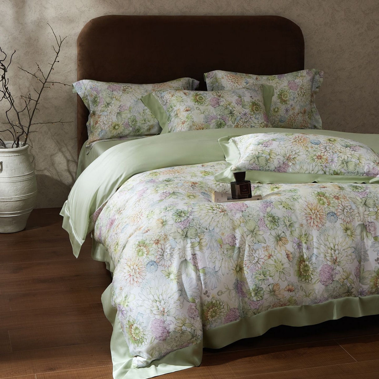 91家纺网 家纺一手货源 找家纺 南通朵美纺织品有限公司 2026新款100支天丝系列夏被四件套四件套 绿意盎然