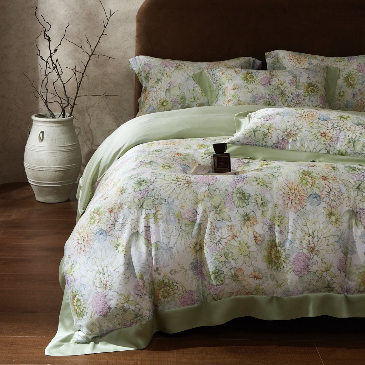 91家纺网 家纺一手货源 找家纺 南通朵美纺织品有限公司 2026新款100支天丝系列夏被四件套四件套 绿意盎然