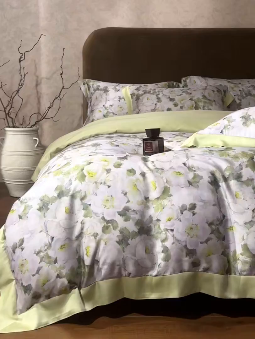 91家纺网 家纺一手货源 找家纺 南通朵美纺织品有限公司 2026新款100支天丝系列夏被四件套四件套 春色满园