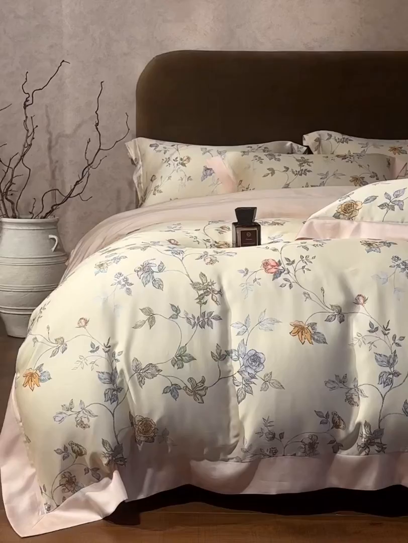 91家纺网 家纺一手货源 找家纺 南通朵美纺织品有限公司 2026新款100支天丝系列夏被四件套四件套 盎然生趣
