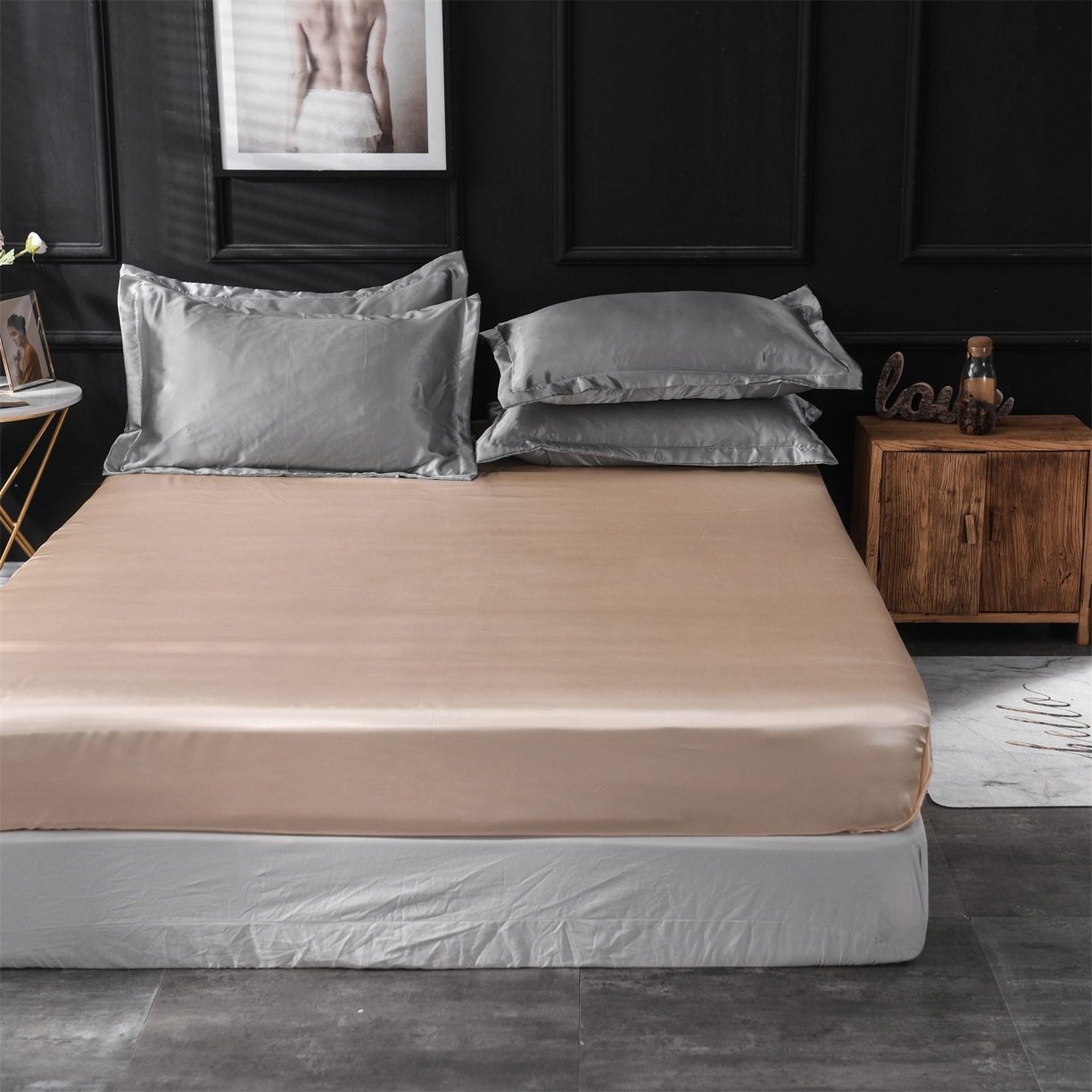 91家纺网 家纺一手货源 找家纺 经年 2026新款特价款丝绸冰丝四件套 银灰驼色