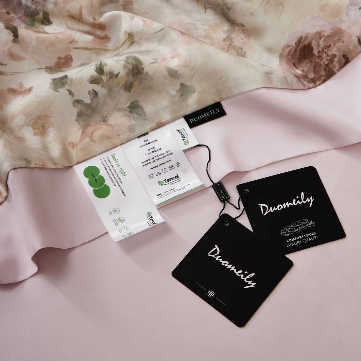 91家纺网 家纺一手货源 找家纺 南通朵美纺织品有限公司 2026新款100支天丝系列夏被四件套 花闻如是