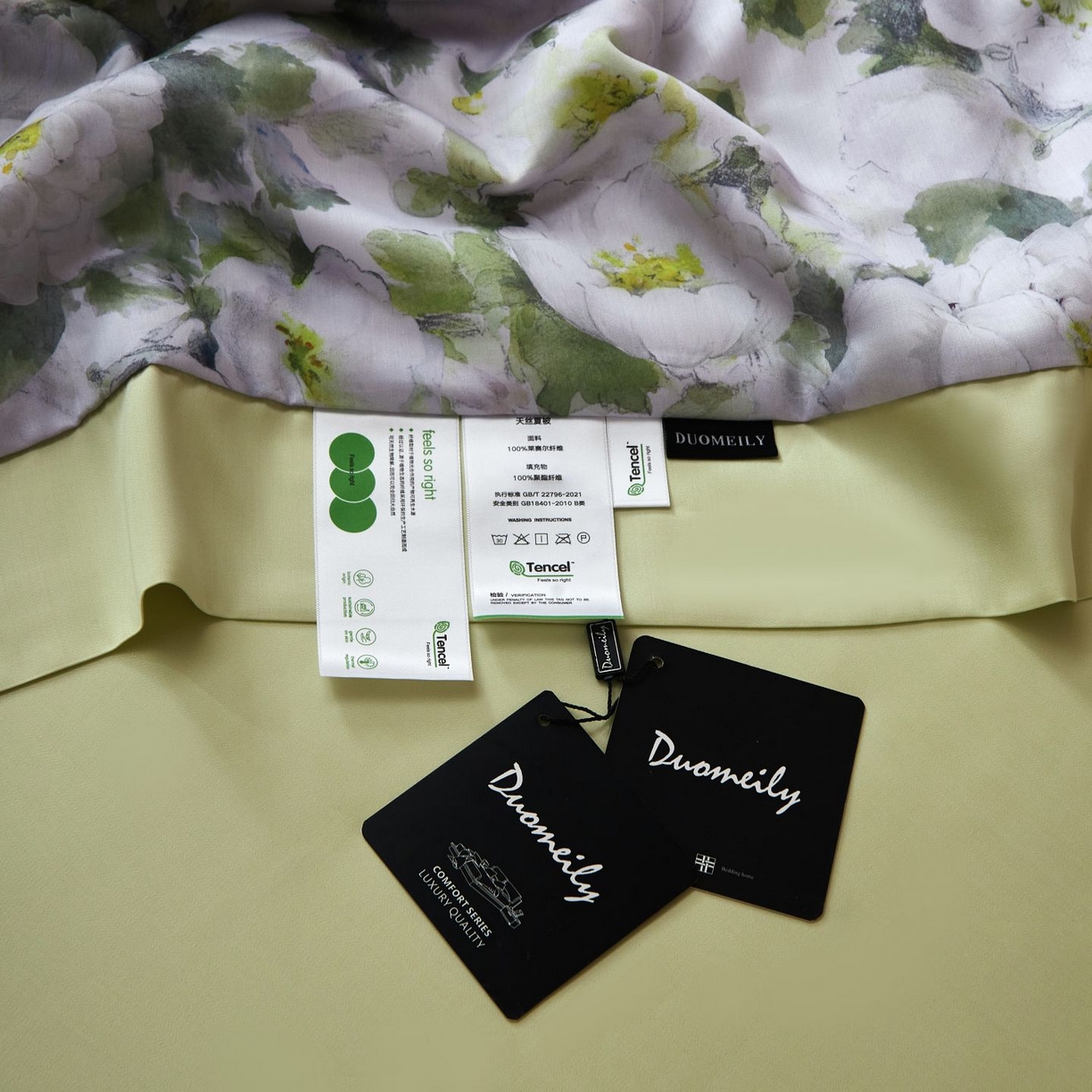 91家纺网 家纺一手货源 找家纺 南通朵美纺织品有限公司 2026新款100支天丝系列夏被四件套 春色满园