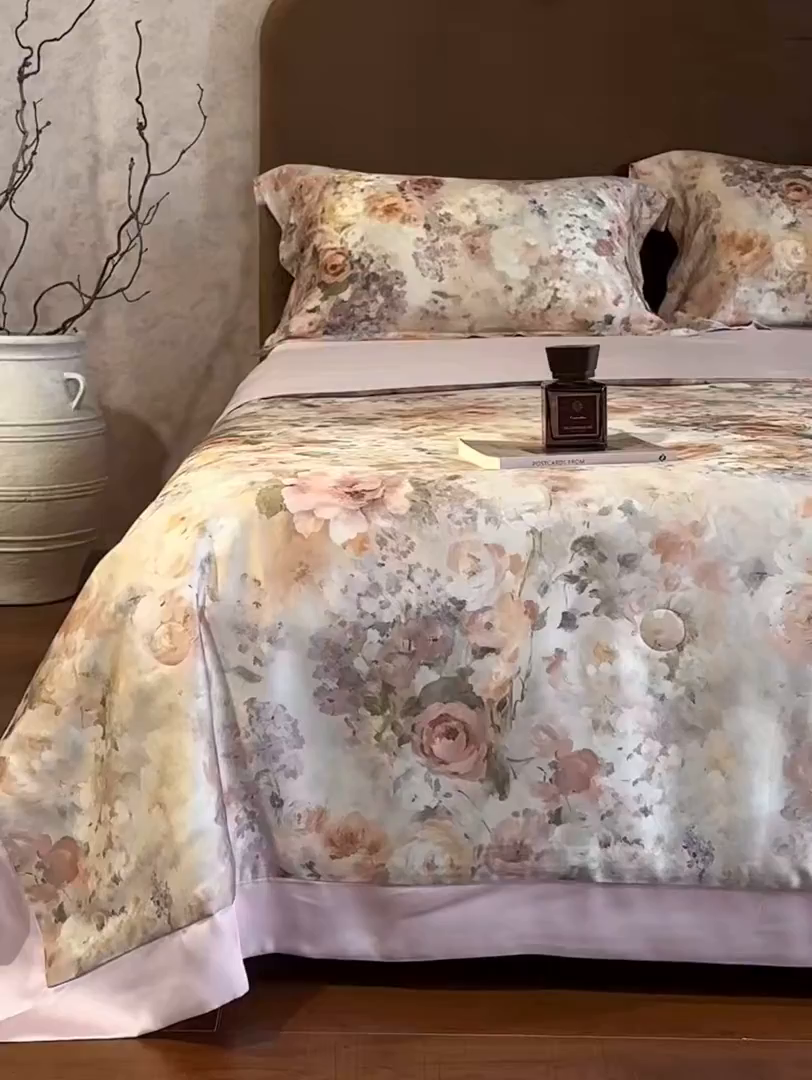 91家纺网 家纺一手货源 找家纺 南通朵美纺织品有限公司 2026新款100支天丝系列夏被四件套 花闻如是