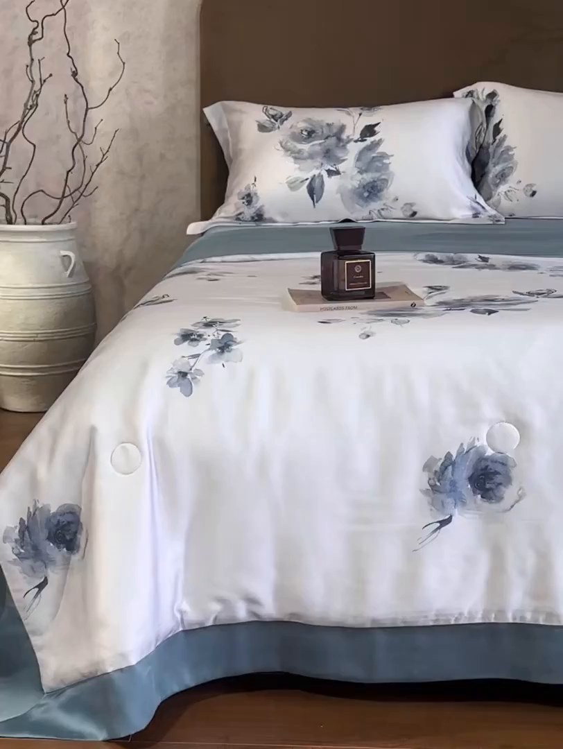 91家纺网 家纺一手货源 找家纺 南通朵美纺织品有限公司 2026新款100支天丝系列夏被四件套 水墨丹青