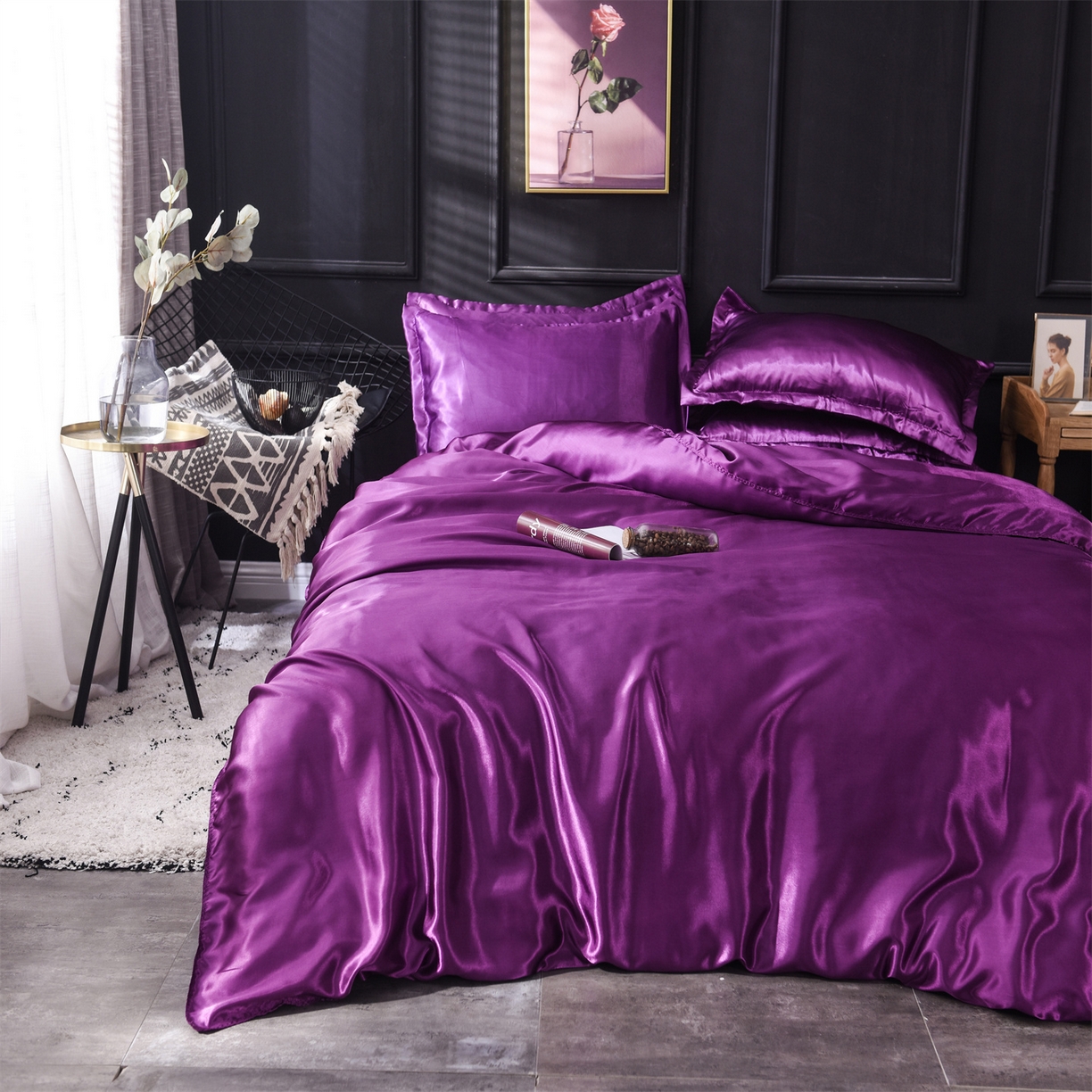 91家纺网 家纺一手货源 找家纺 经年 2026新款特价款丝绸冰丝四件套 紫罗兰