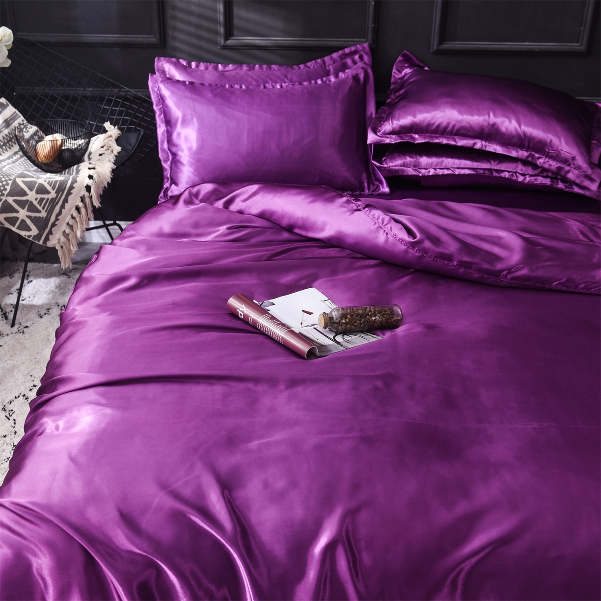 91家纺网 家纺一手货源 找家纺 经年 2026新款特价款丝绸冰丝四件套 紫罗兰