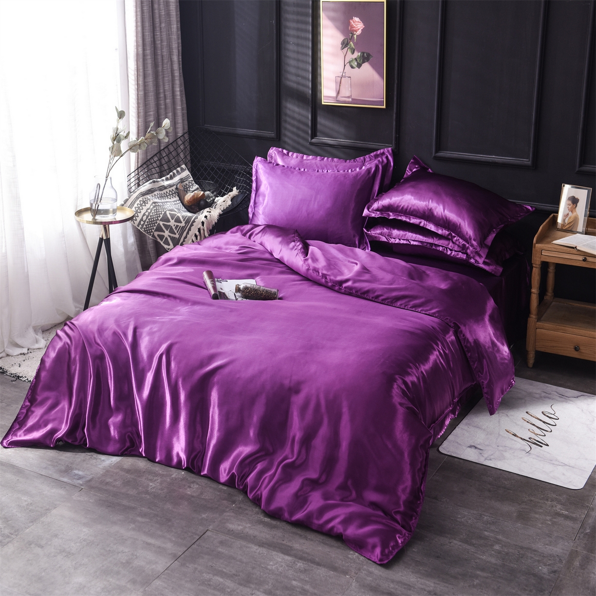 91家纺网 家纺一手货源 找家纺 经年 2026新款特价款丝绸冰丝四件套 紫罗兰