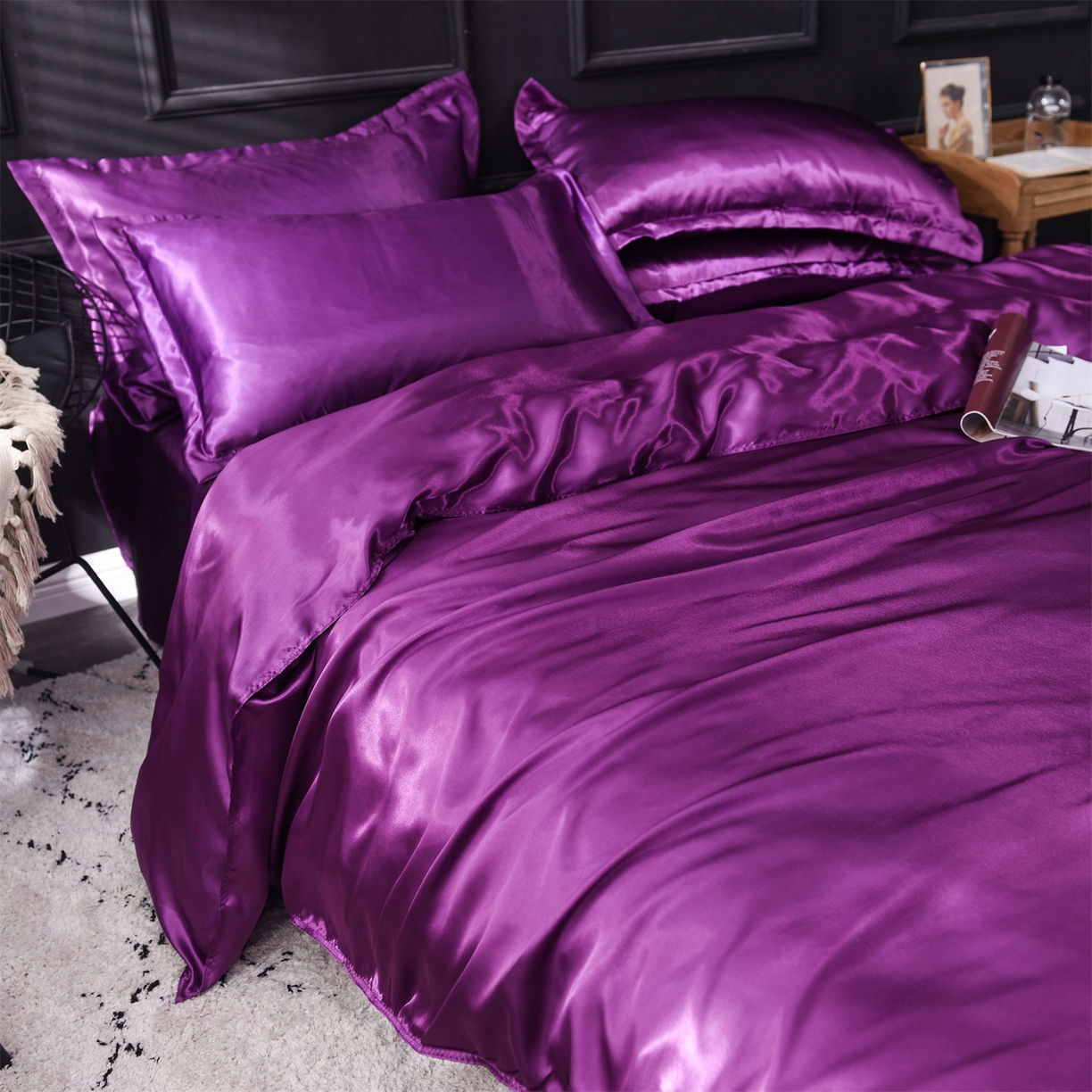 91家纺网 家纺一手货源 找家纺 经年 2026新款特价款丝绸冰丝四件套 紫罗兰