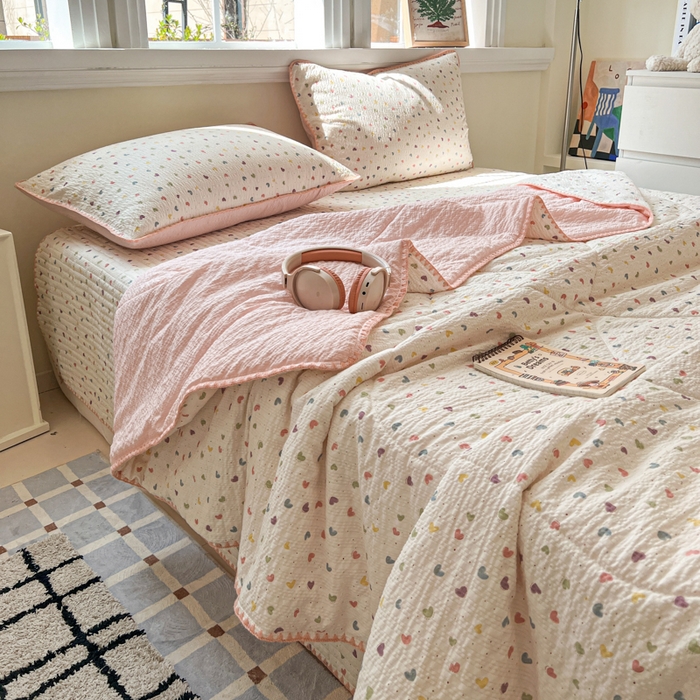 91家纺网 家纺一手货源 找家纺 （总）梵希雅 2026新款泡芙纱三角针床盖夏被四件套