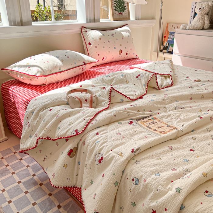 梵希雅 2026新款泡芙纱三角针床盖夏被四件套 星光凯蒂