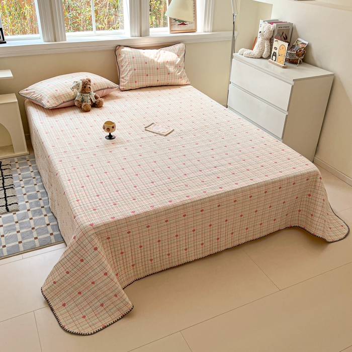 91家纺网 家纺一手货源 找家纺 梵希雅 2026新款泡芙纱三角针床盖夏被四件套 格格心