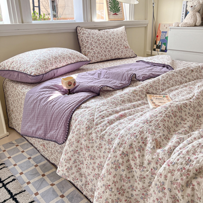 91家纺网 家纺一手货源 找家纺 （总）梵希雅 2026新款泡芙纱三角针床盖夏被四件套