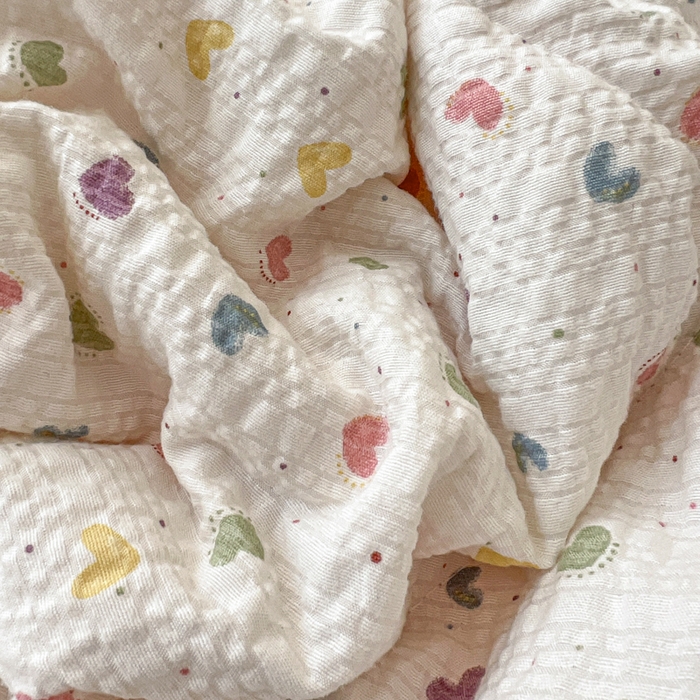 91家纺网 家纺一手货源 找家纺 梵希雅 2026新款泡芙纱三角针床盖夏被四件套 粉色小心心