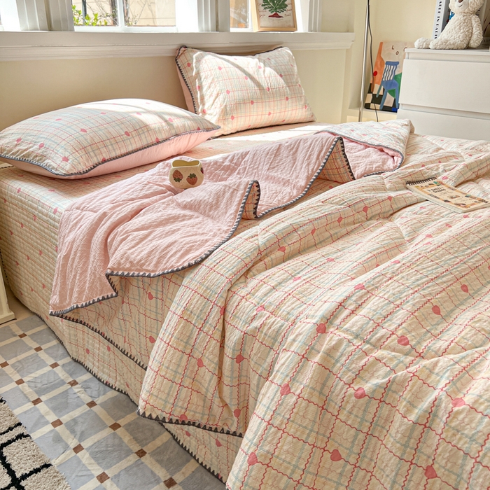 91家纺网 家纺一手货源 找家纺 （总）梵希雅 2026新款泡芙纱三角针床盖夏被四件套