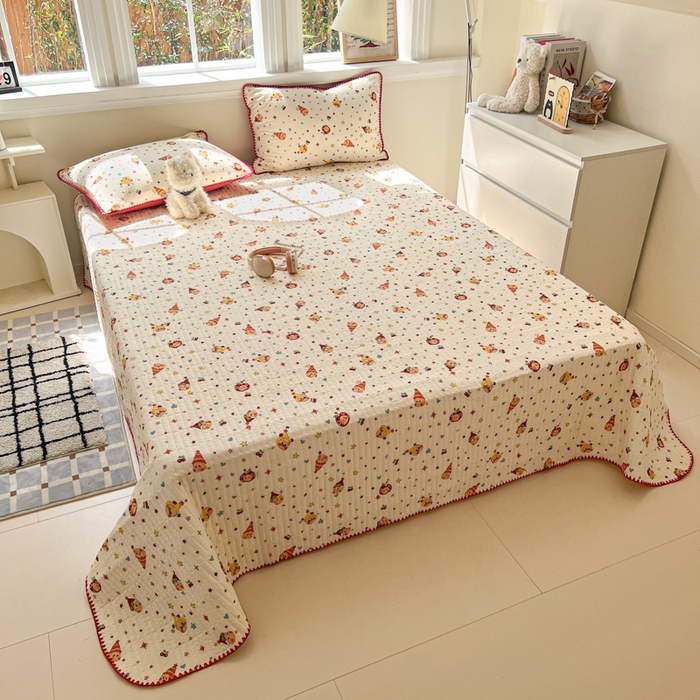 91家纺网 家纺一手货源 找家纺 梵希雅 2026新款泡芙纱三角针床盖夏被四件套 旧街星星