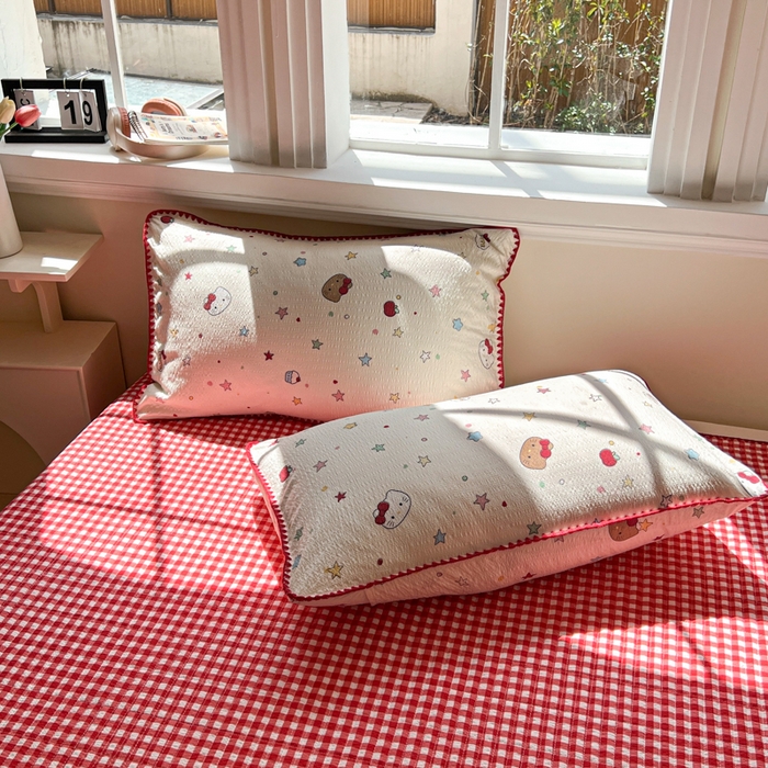 91家纺网 家纺一手货源 找家纺 梵希雅 2026新款泡芙纱三角针床盖夏被四件套 星光凯蒂