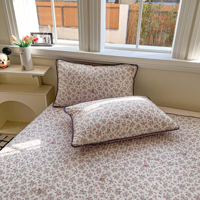 91家纺网 家纺一手货源 找家纺 梵希雅 2026新款泡芙纱三角针床盖夏被四件套 紫陌