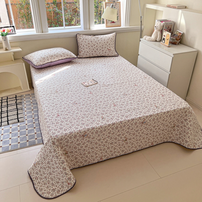 91家纺网 家纺一手货源 找家纺 梵希雅 2026新款泡芙纱三角针床盖夏被四件套 紫陌