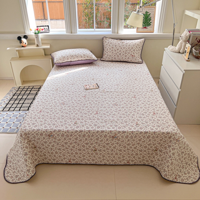 91家纺网 家纺一手货源 找家纺 梵希雅 2026新款泡芙纱三角针床盖夏被四件套 紫陌