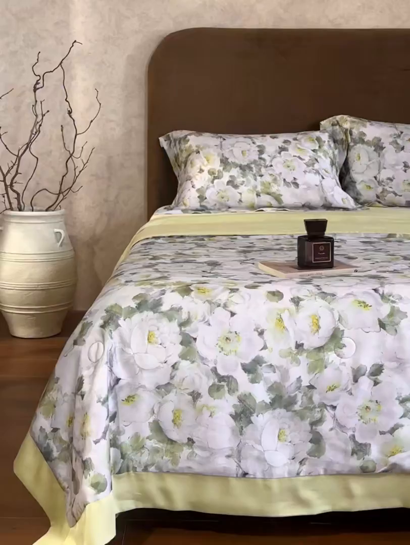 91家纺网 家纺一手货源 找家纺 南通朵美纺织品有限公司 2026新款100支天丝系列夏被四件套 春色满园
