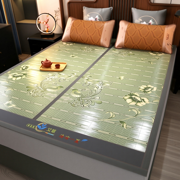 思雅庭 2026新款艾草宽边绣花驱蚊席凉席竹席 相思鸟