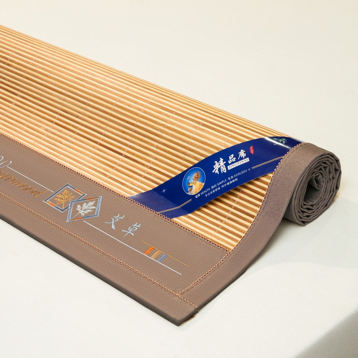 91家纺网 家纺一手货源 找家纺 思雅庭 2026新款艾草宽边绣花驱蚊席凉席竹席 清凉艾草