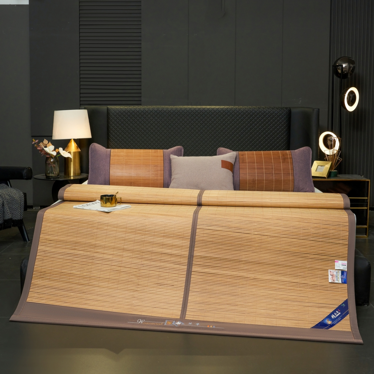 91家纺网 家纺一手货源 找家纺 思雅庭 2026新款艾草宽边绣花驱蚊席凉席竹席 清凉艾草