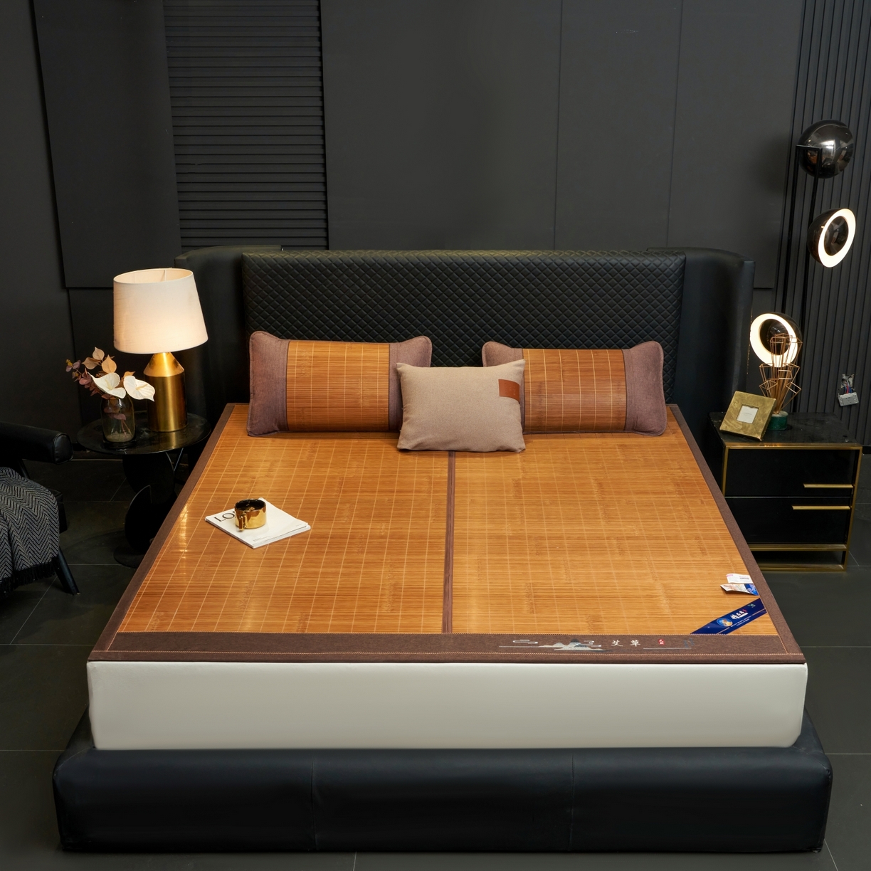 91家纺网 家纺一手货源 找家纺 思雅庭 2026新款艾草宽边绣花驱蚊席凉席竹席 富士山艾草