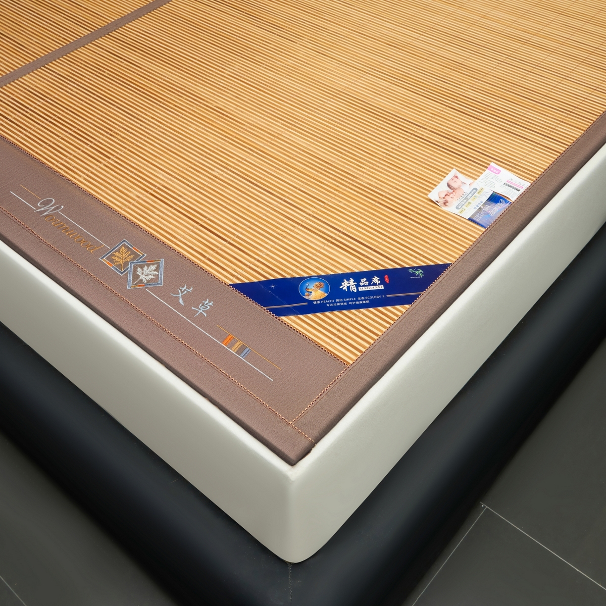 91家纺网 家纺一手货源 找家纺 思雅庭 2026新款艾草宽边绣花驱蚊席凉席竹席 清凉艾草