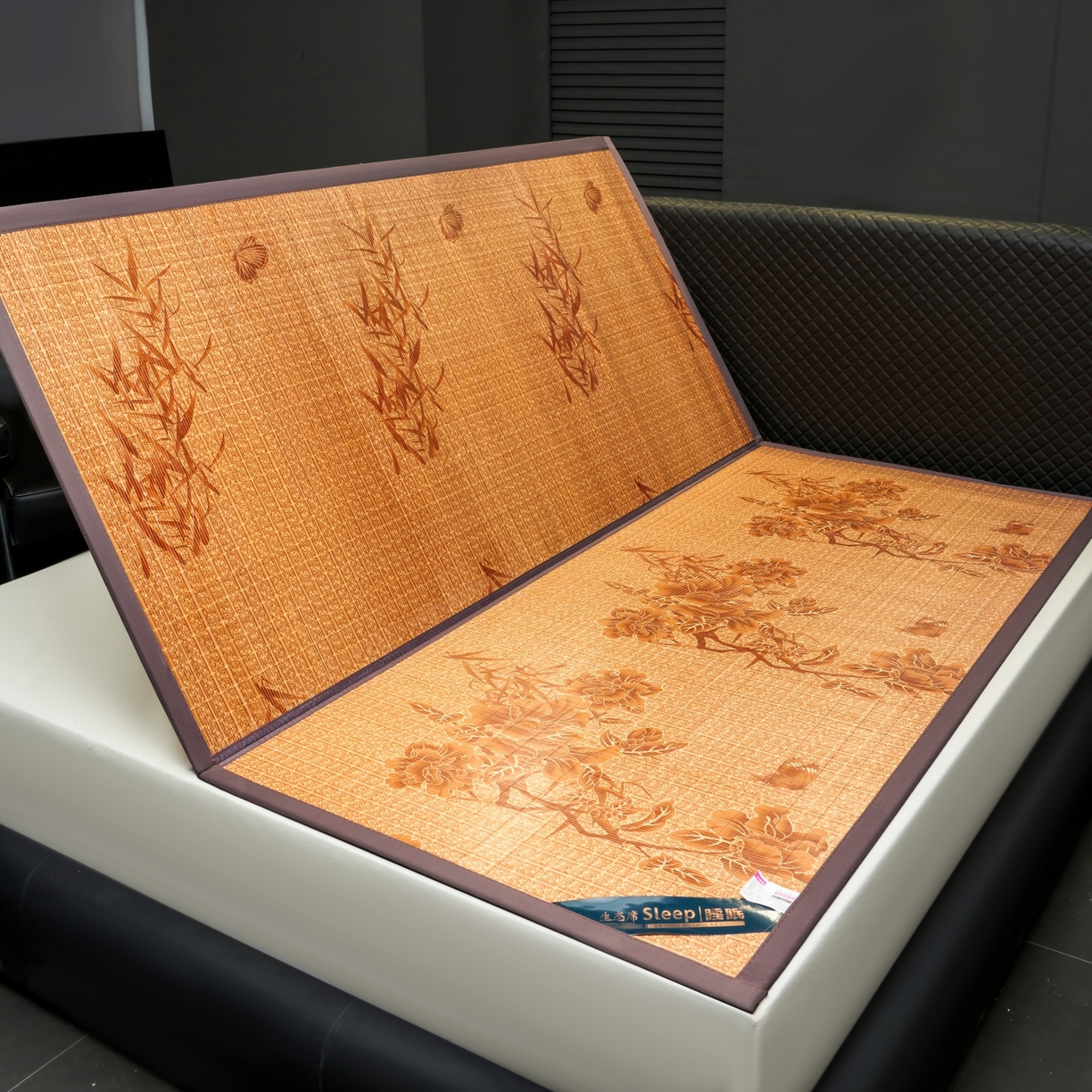 91家纺网 家纺一手货源 找家纺 思雅庭 2026新款艾草宽边绣花驱蚊席凉席竹席 蝴蝶