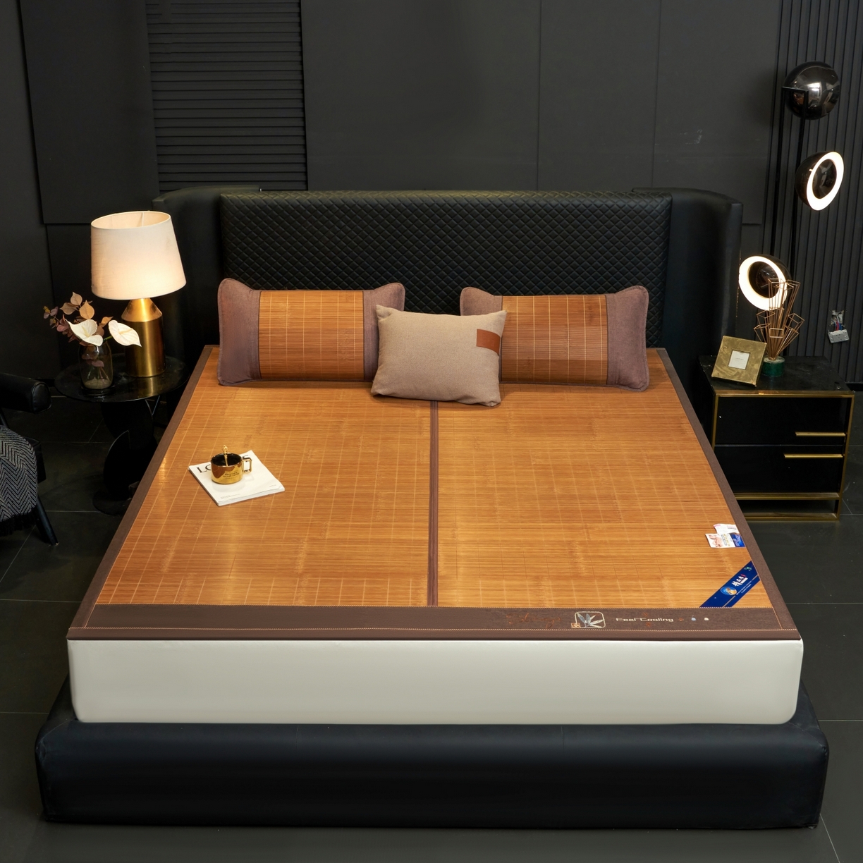 91家纺网 家纺一手货源 找家纺 思雅庭 2026新款艾草宽边绣花驱蚊席凉席竹席 艾草养生席