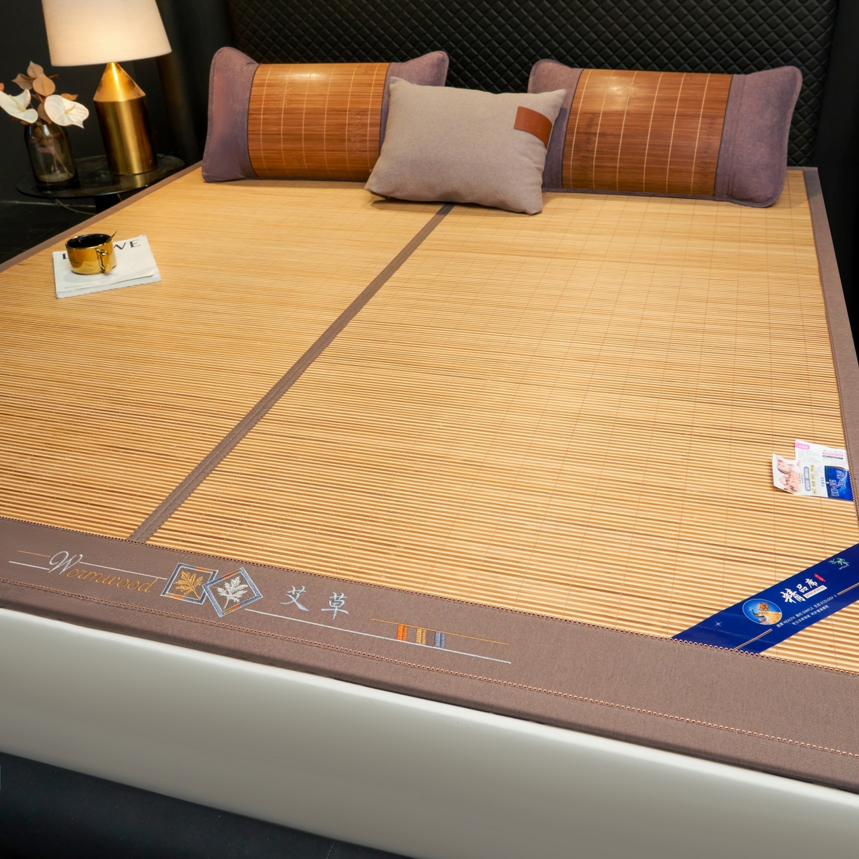 91家纺网 家纺一手货源 找家纺 （总）思雅庭 2026新款艾草宽边绣花驱蚊席凉席竹席