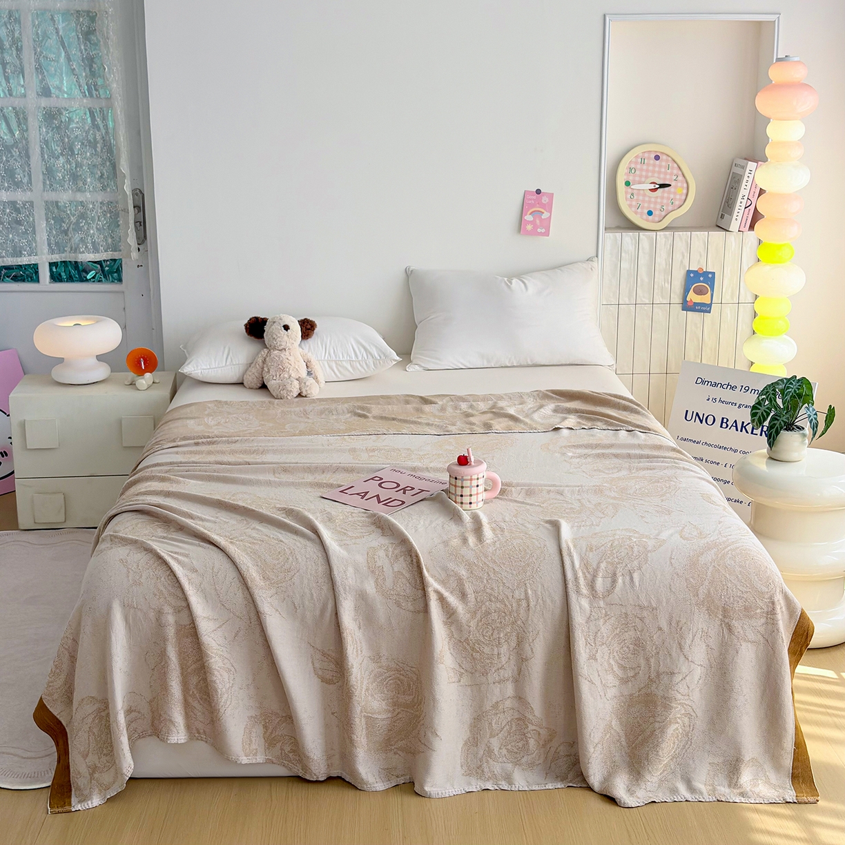 91家纺网 家纺一手货源 找家纺 棠薇家纺 2026新款竹纤维毯子冷感毯毛巾被柔滑多功能夏凉毯盖毯纱发毯办公室午休毯 爱意玫瑰