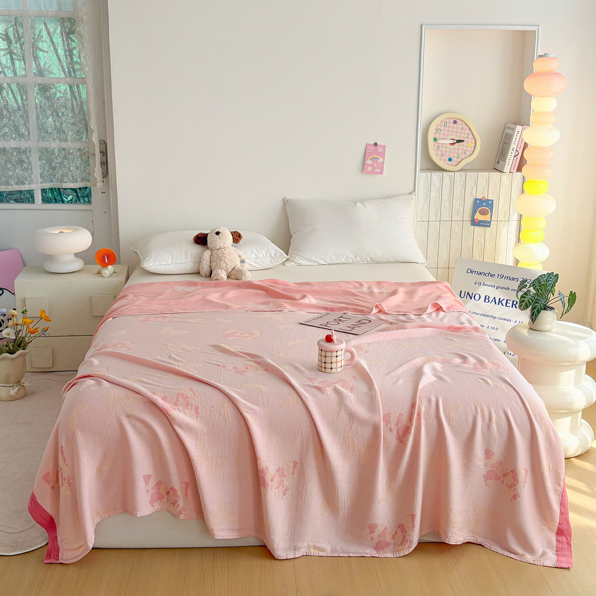 91家纺网 家纺一手货源 找家纺 棠薇家纺 2026新款竹纤维毯子冷感毯毛巾被柔滑多功能夏凉毯盖毯纱发毯办公室午休毯 蝴蝶飞飞