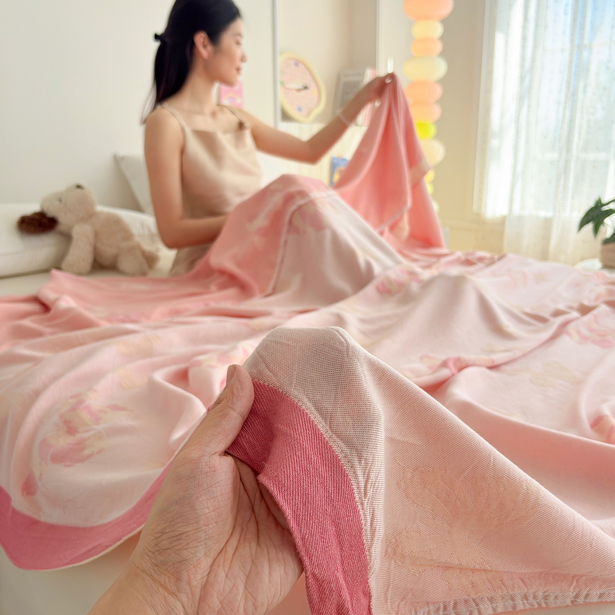 91家纺网 家纺一手货源 找家纺 棠薇家纺 2026新款竹纤维毯子冷感毯毛巾被柔滑多功能夏凉毯盖毯纱发毯办公室午休毯 蝴蝶飞飞