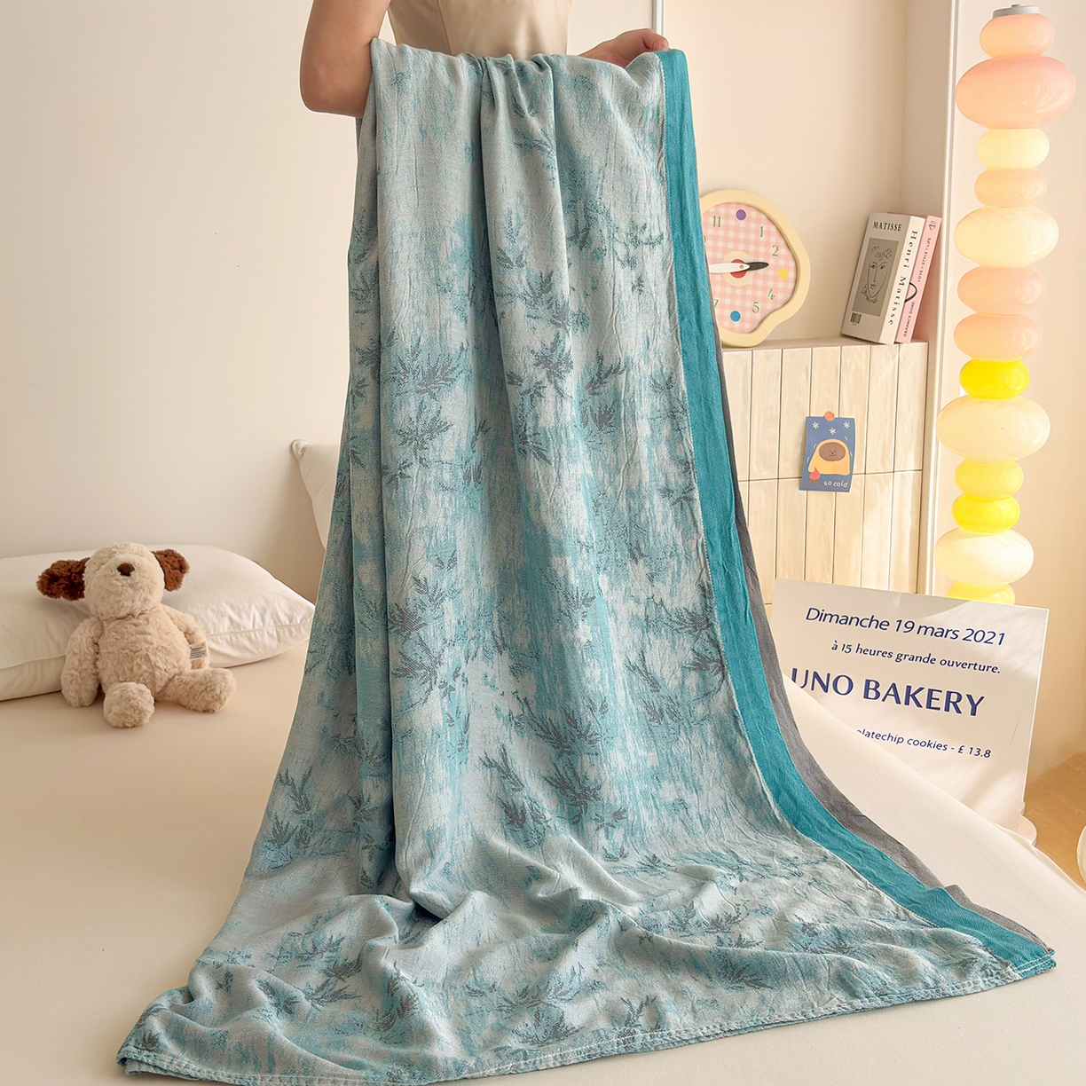 91家纺网 家纺一手货源 找家纺 棠薇家纺 2026新款竹纤维毯子冷感毯毛巾被柔滑多功能夏凉毯盖毯纱发毯办公室午休毯 竹韵蓝调