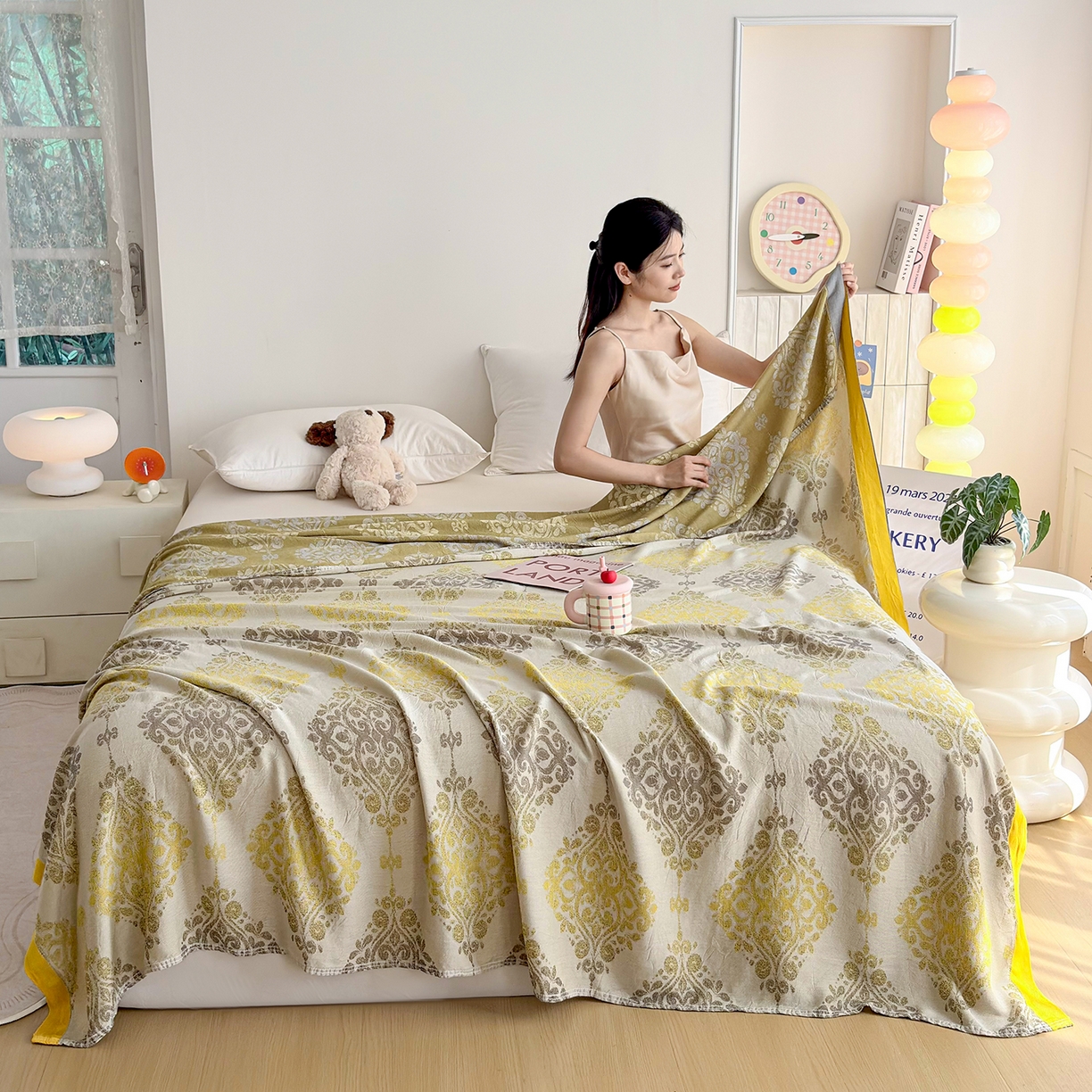 91家纺网 家纺一手货源 找家纺 棠薇家纺 2026新款竹纤维毯子冷感毯毛巾被柔滑多功能夏凉毯盖毯纱发毯办公室午休毯 巴洛克