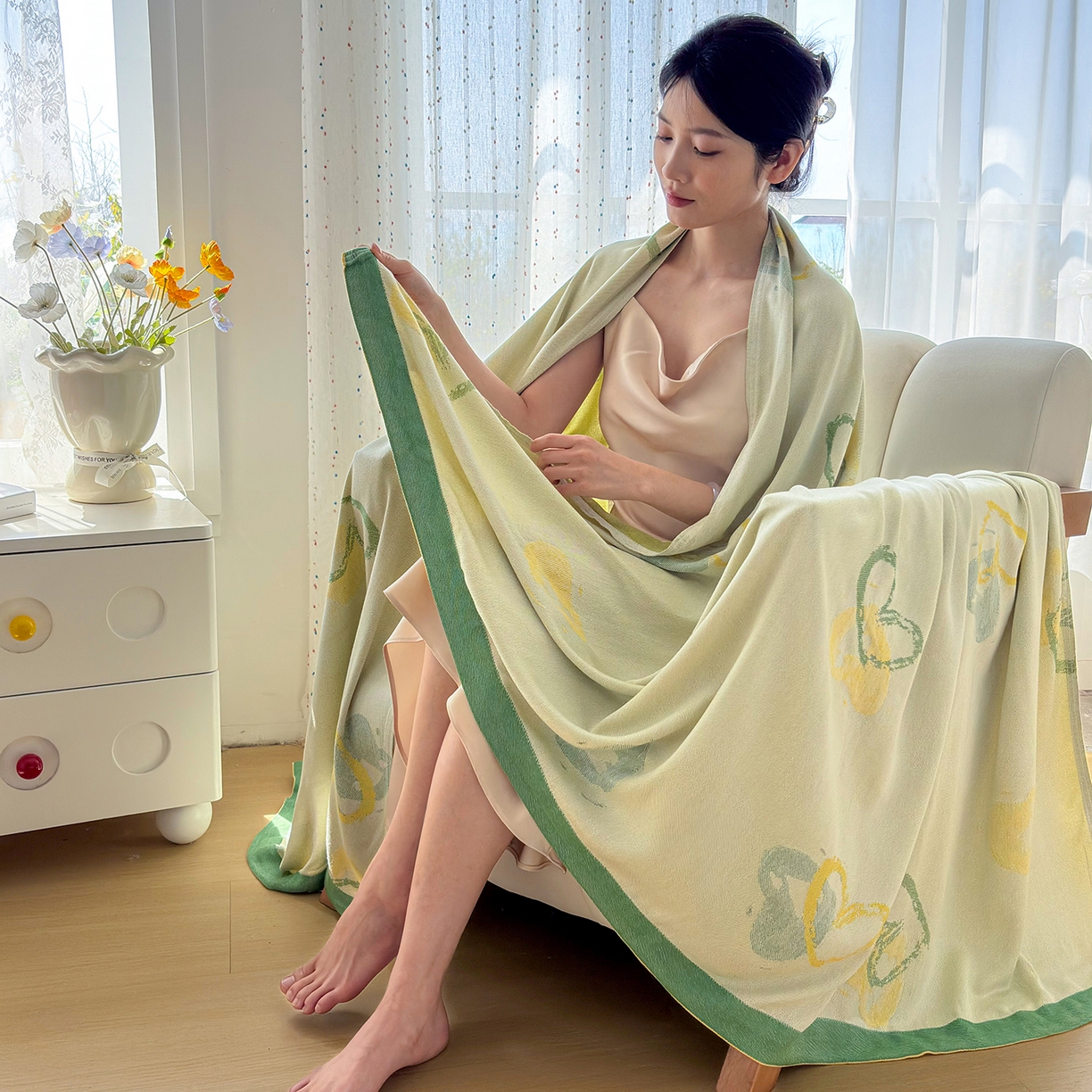 91家纺网 家纺一手货源 找家纺 棠薇家纺 2026新款竹纤维毯子冷感毯毛巾被柔滑多功能夏凉毯盖毯纱发毯办公室午休毯 心愿