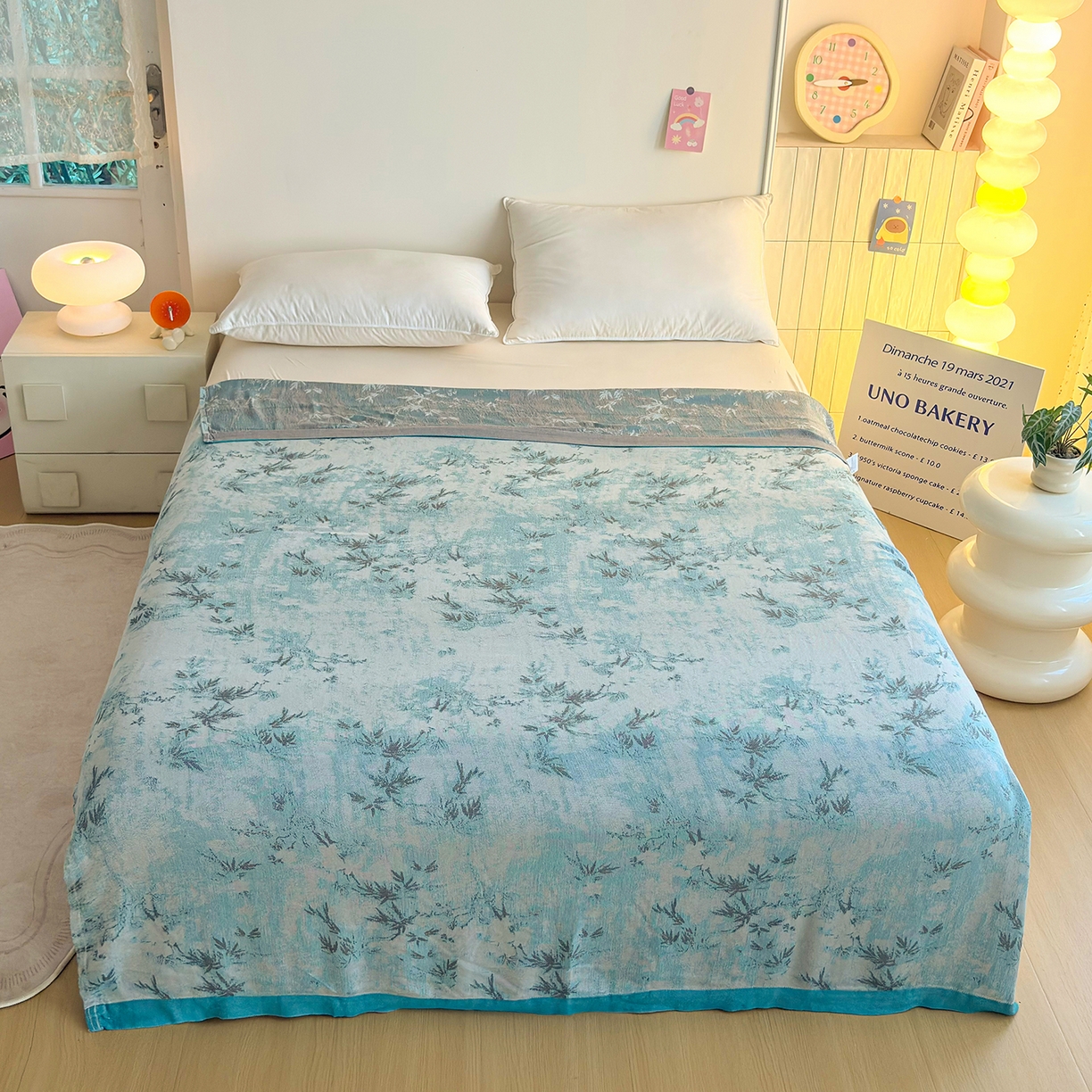 91家纺网 家纺一手货源 找家纺 棠薇家纺 2026新款竹纤维毯子冷感毯毛巾被柔滑多功能夏凉毯盖毯纱发毯办公室午休毯 竹韵蓝调