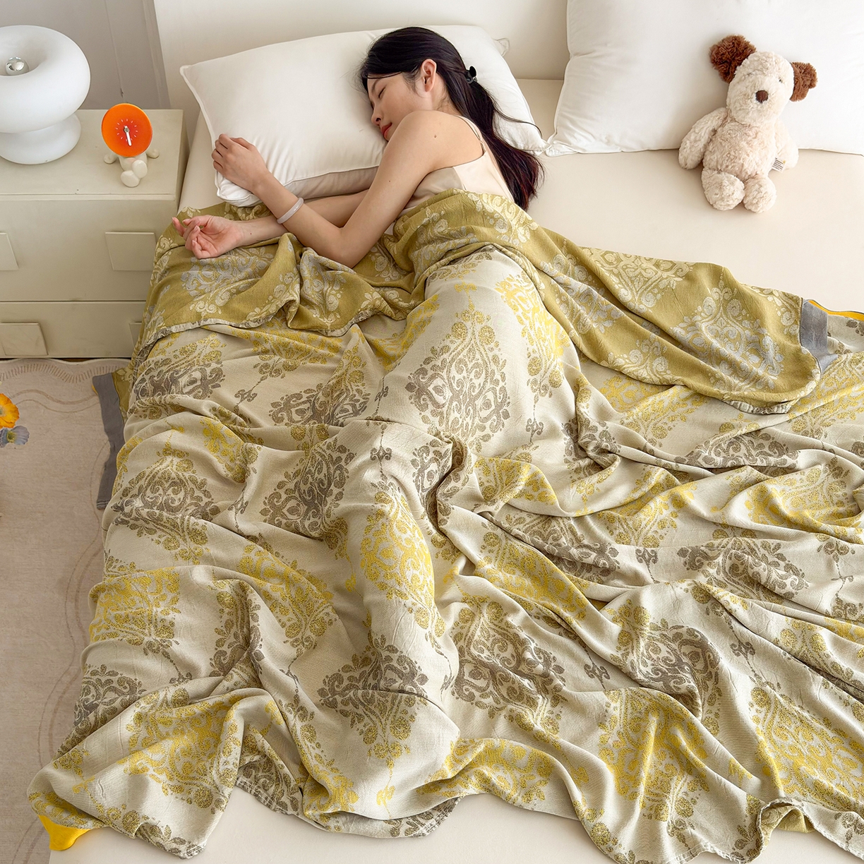 91家纺网 家纺一手货源 找家纺 棠薇家纺 2026新款竹纤维毯子冷感毯毛巾被柔滑多功能夏凉毯盖毯纱发毯办公室午休毯 巴洛克