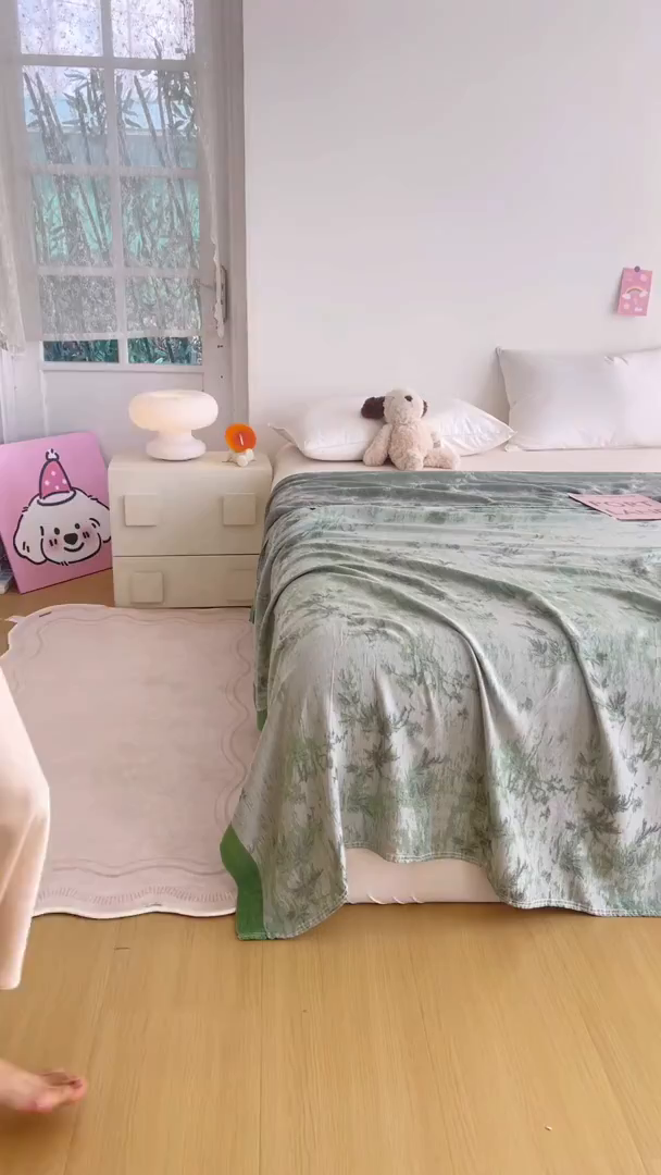 91家纺网 家纺一手货源 找家纺 棠薇家纺 2026新款竹纤维毯子冷感毯毛巾被柔滑多功能夏凉毯盖毯纱发毯办公室午休毯 竹韵绿