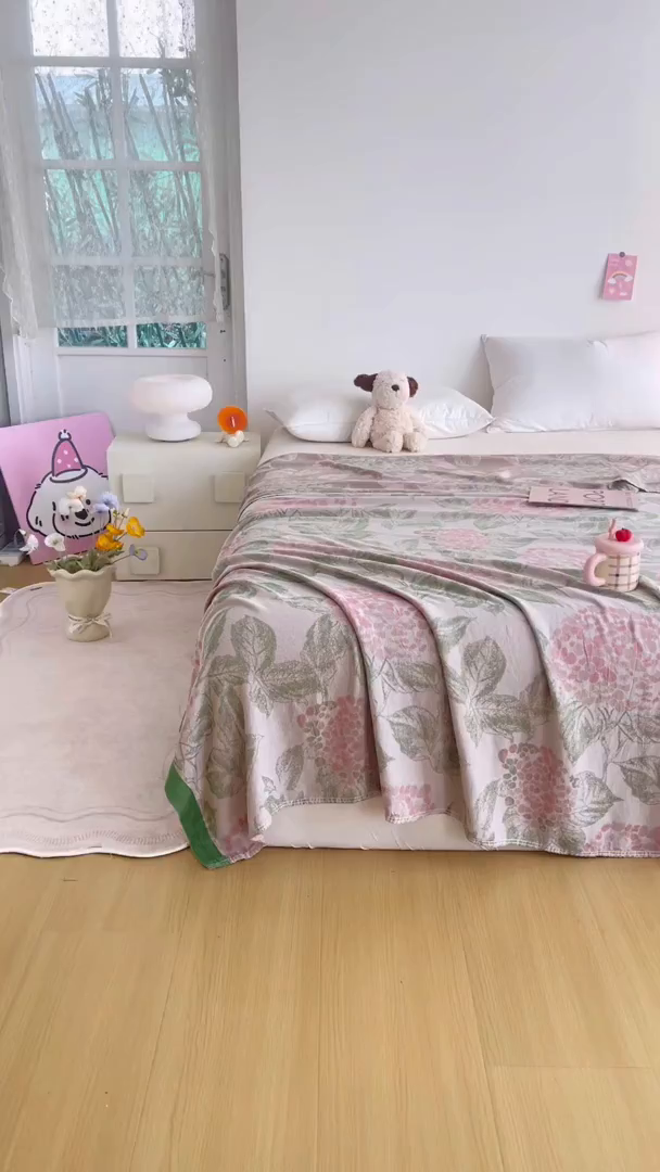 91家纺网 家纺一手货源 找家纺 棠薇家纺 2026新款竹纤维毯子冷感毯毛巾被柔滑多功能夏凉毯盖毯纱发毯办公室午休毯 夏花